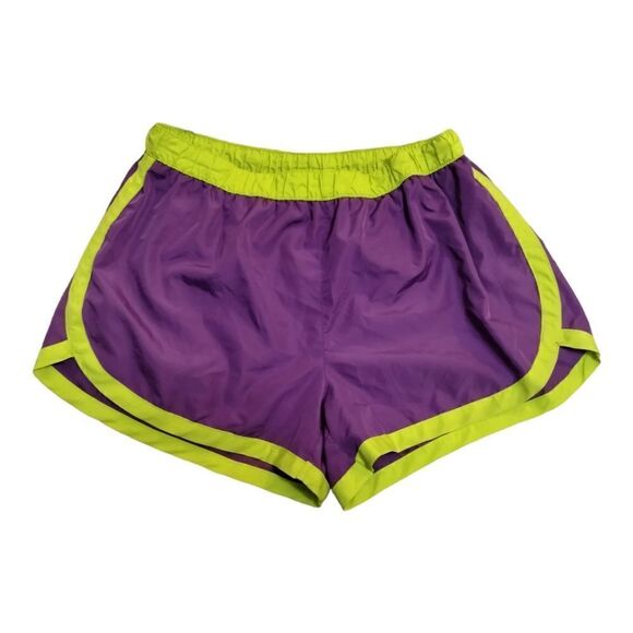 MTA Sport Active Workout Shorts Sz M Purple Neon Trim Lined - Picture 1 of 4